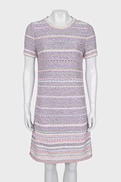 Knitted dress with relief stripes