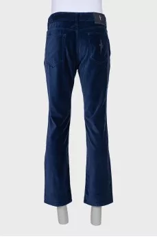 Men's velvet straight cut trousers
