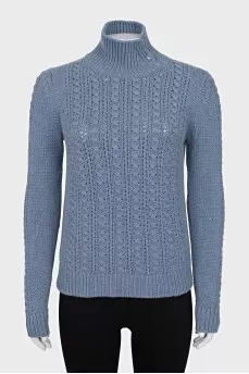 Blue turtleneck sweater