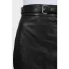 Leather skirt with side zip