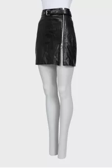 Leather skirt with side zip