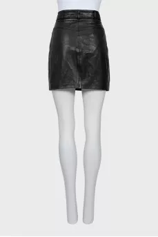 Leather skirt with side zip