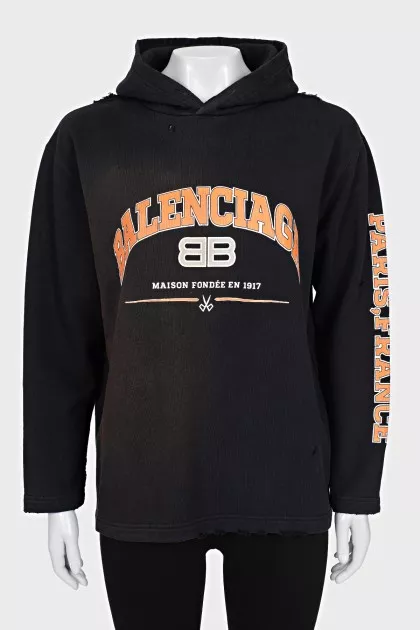 Black oversized hoodie with logo