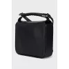 Leather bag with magnetic clasp