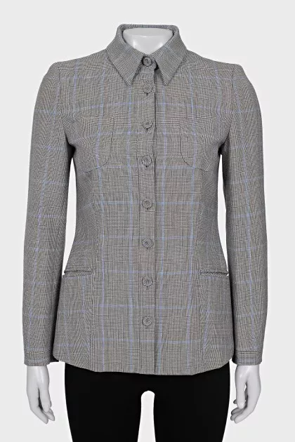 Fitted jacket with a checkered print