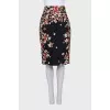 Printed high waist pencil skirt