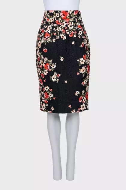 Printed high waist pencil skirt