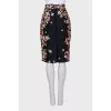 Printed high waist pencil skirt