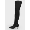 Textile black boots with a slight shine