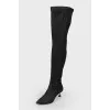 Textile black boots with a slight shine