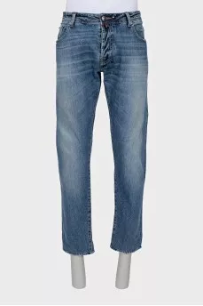 Men's distressed straight fit jeans