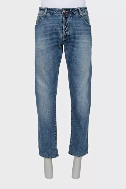Men's distressed straight fit jeans