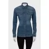 Denim shirt with buttons and pockets