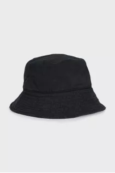 Denim black panama hat with tag