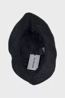 Denim black panama hat with tag