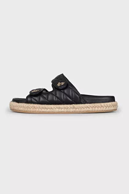 Leather sandals with woven soles