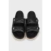 Leather sandals with woven soles