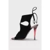 Suede printed stiletto heel sandals