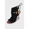 Suede printed stiletto heel sandals