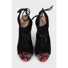 Suede printed stiletto heel sandals