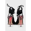 Suede printed stiletto heel sandals