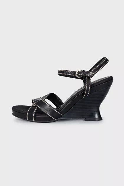 Black wedge sandals