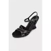 Black wedge sandals