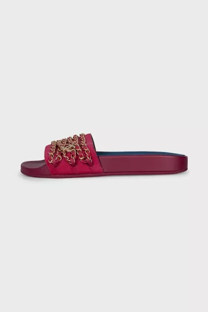 Textile slippers with golden decor