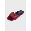 Textile slippers with golden decor