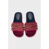 Textile slippers with golden decor