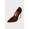 Velour stiletto pumps