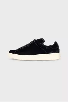Velour sneakers with contrasting soles