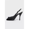 Black textile slingbacks