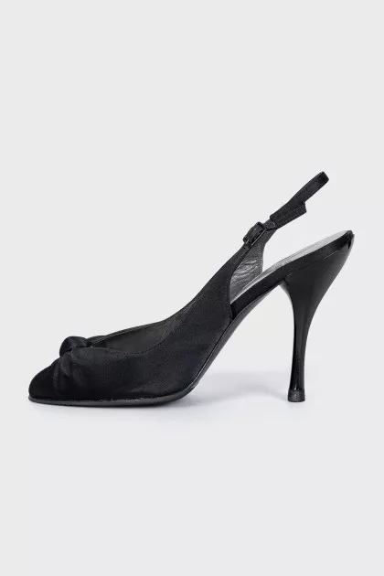Black textile slingbacks