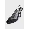 Black textile slingbacks