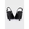 Black textile slingbacks