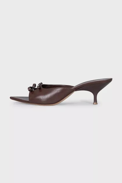 Brown leather mules