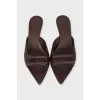 Brown leather mules