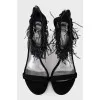 Suede sandals with feathers
