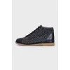 Wool boots with leather toe
