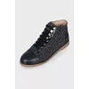 Wool boots with leather toe