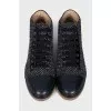 Wool boots with leather toe