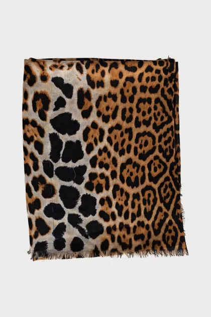Wool and cashmere scarf with fringe