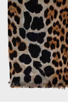 Wool and cashmere scarf with fringe