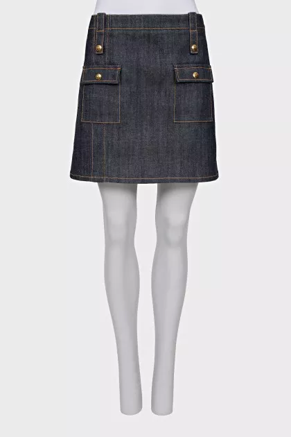 A-line denim skirt with pockets