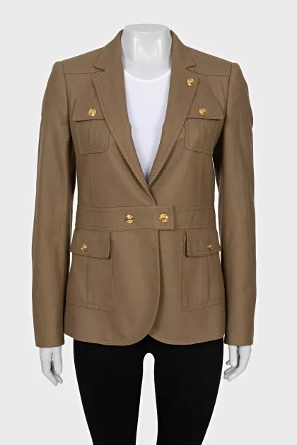 Wool and cashmere button down jacket