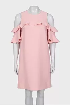 Pink dress made of wool and silk