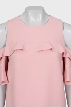 Pink dress made of wool and silk