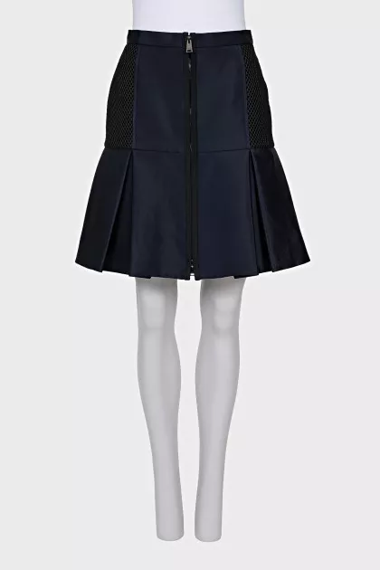 Blue skirt with mesh inserts
