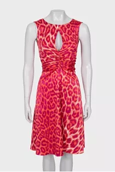 Animal print draped dress